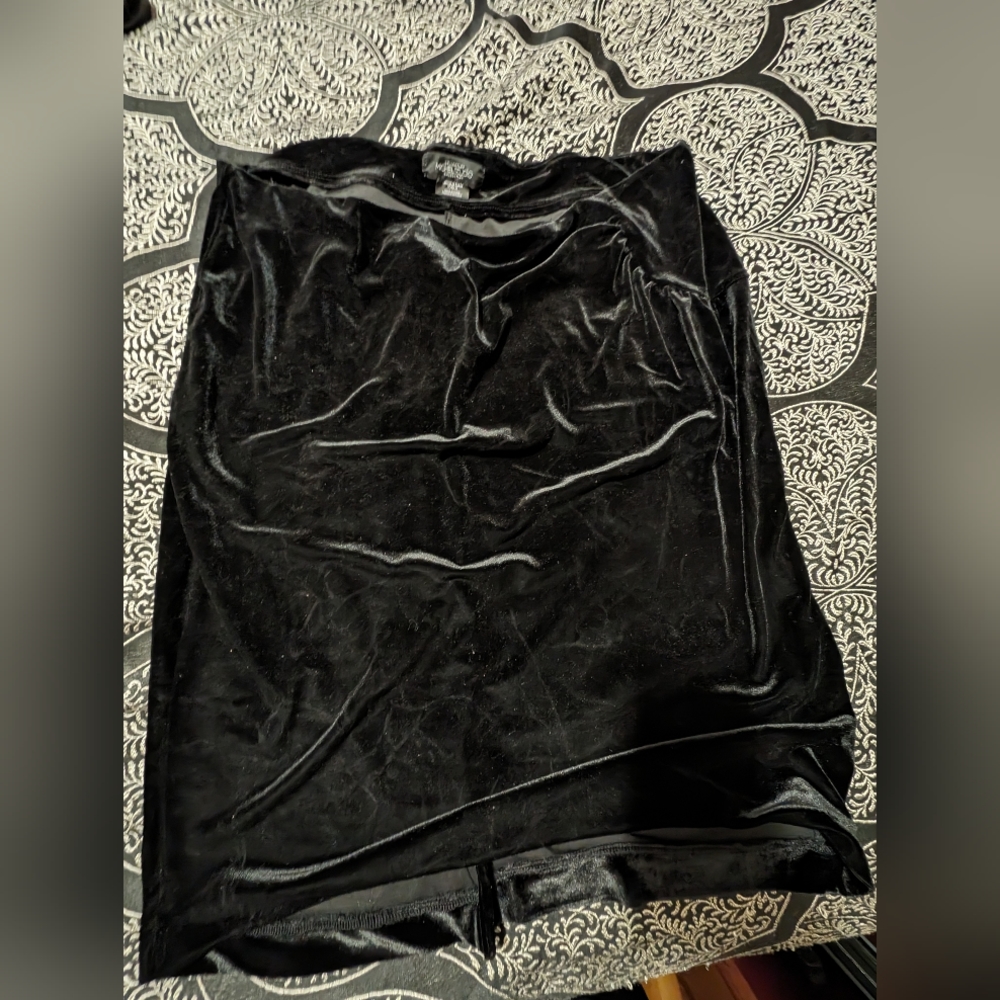 Plus size black velvet skirt